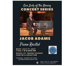 DONATION: Jacob Adams, Piano Recital