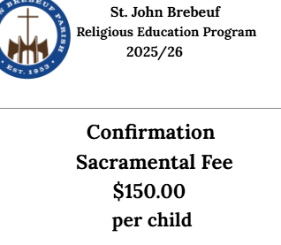 Confirmation Sacramental Operation Fee
