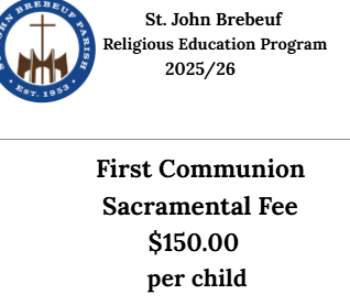 First Communion Sacramental Operation Fee