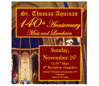 140 Anniversary Mass and Luncheon - Donation