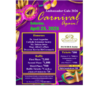 Raffle Sponsorship - $4,000 (One table of 10 at the Gala and a Digital Journal AD)