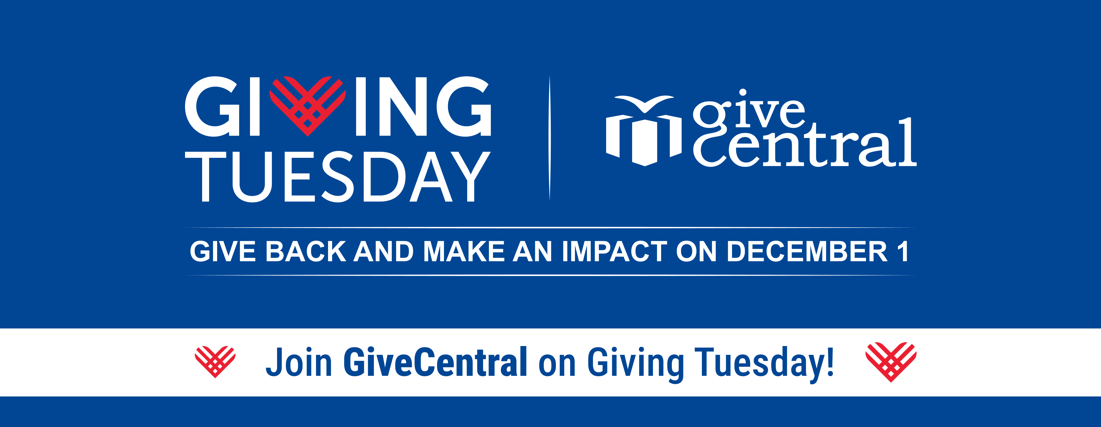 Giving Tuesday awareness banner urging people to make an impact on December 1