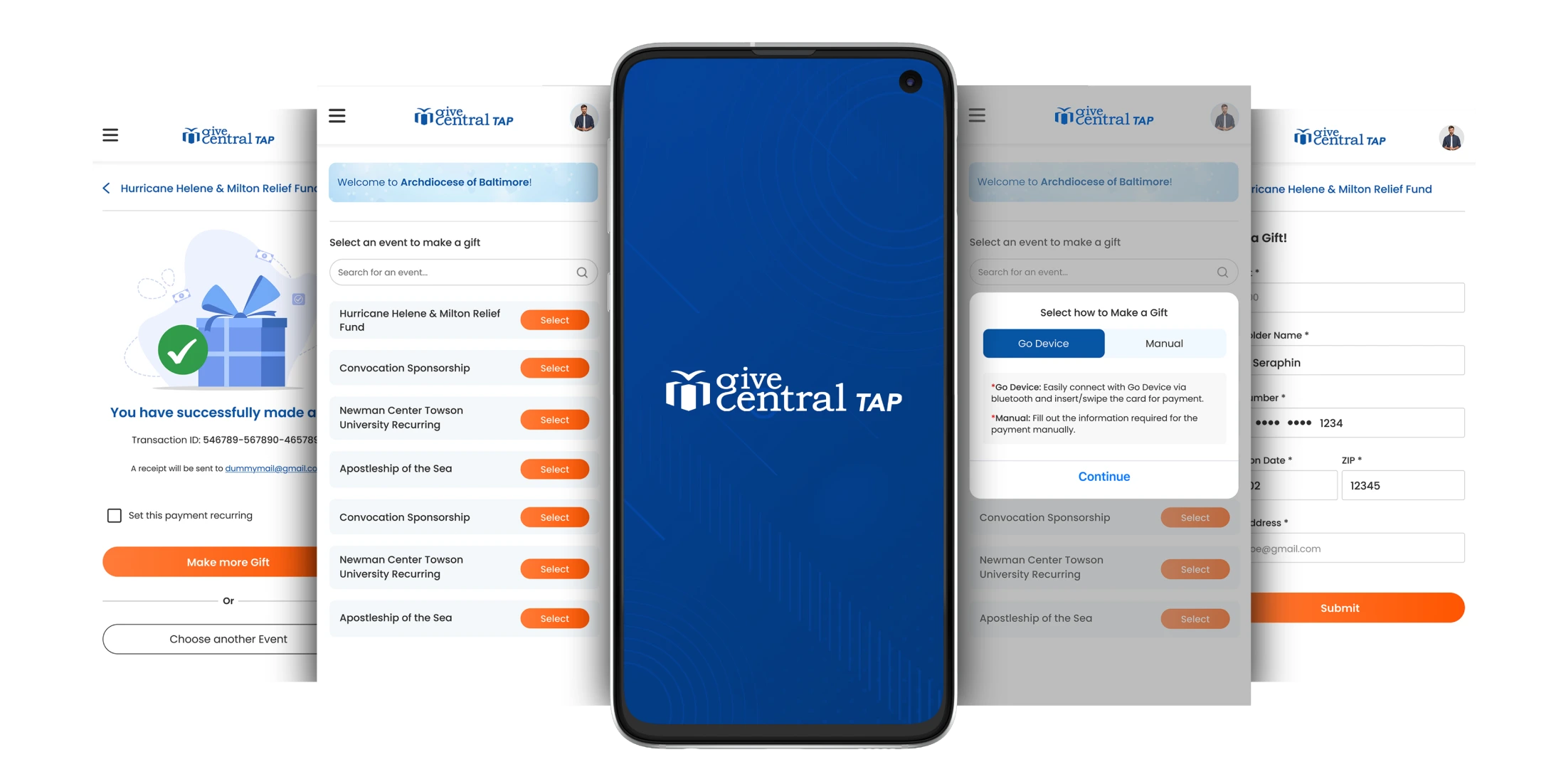 Givecentral Tap mobile images