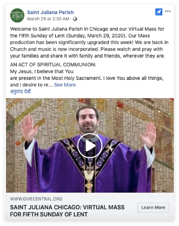 Saint Juliana Parish facebook post